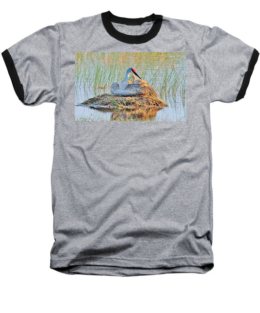 Sandhill Crane with Chicks Malabar Florida Baseball T-Shirt