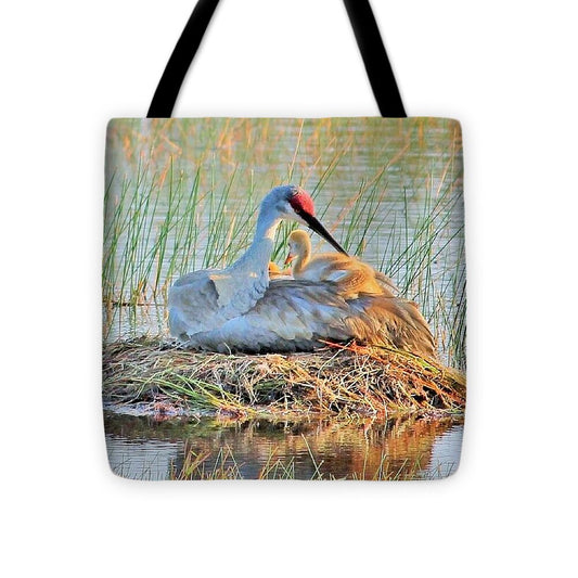 Sandhill Crane with Chicks Malabar Florida - Tote Bag