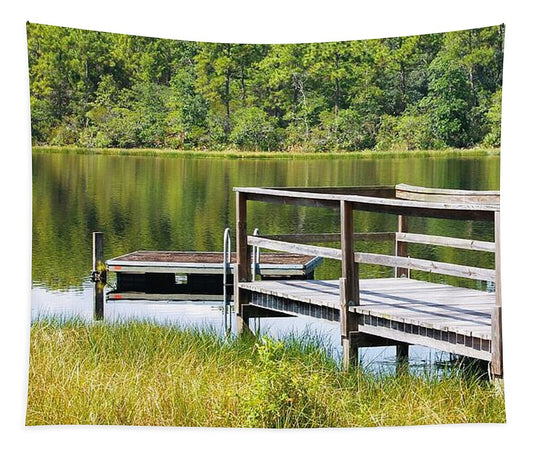 Serene Florida Lakeside Dock - Tapestry