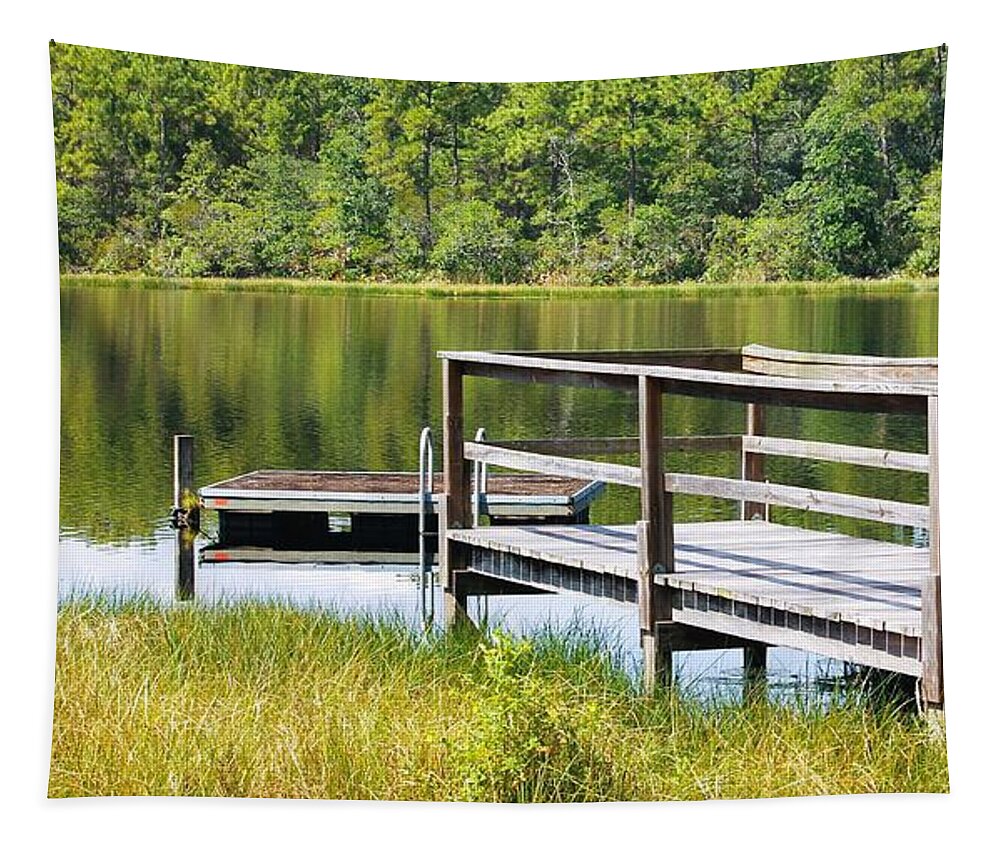 Serene Florida Lakeside Dock - Tapestry