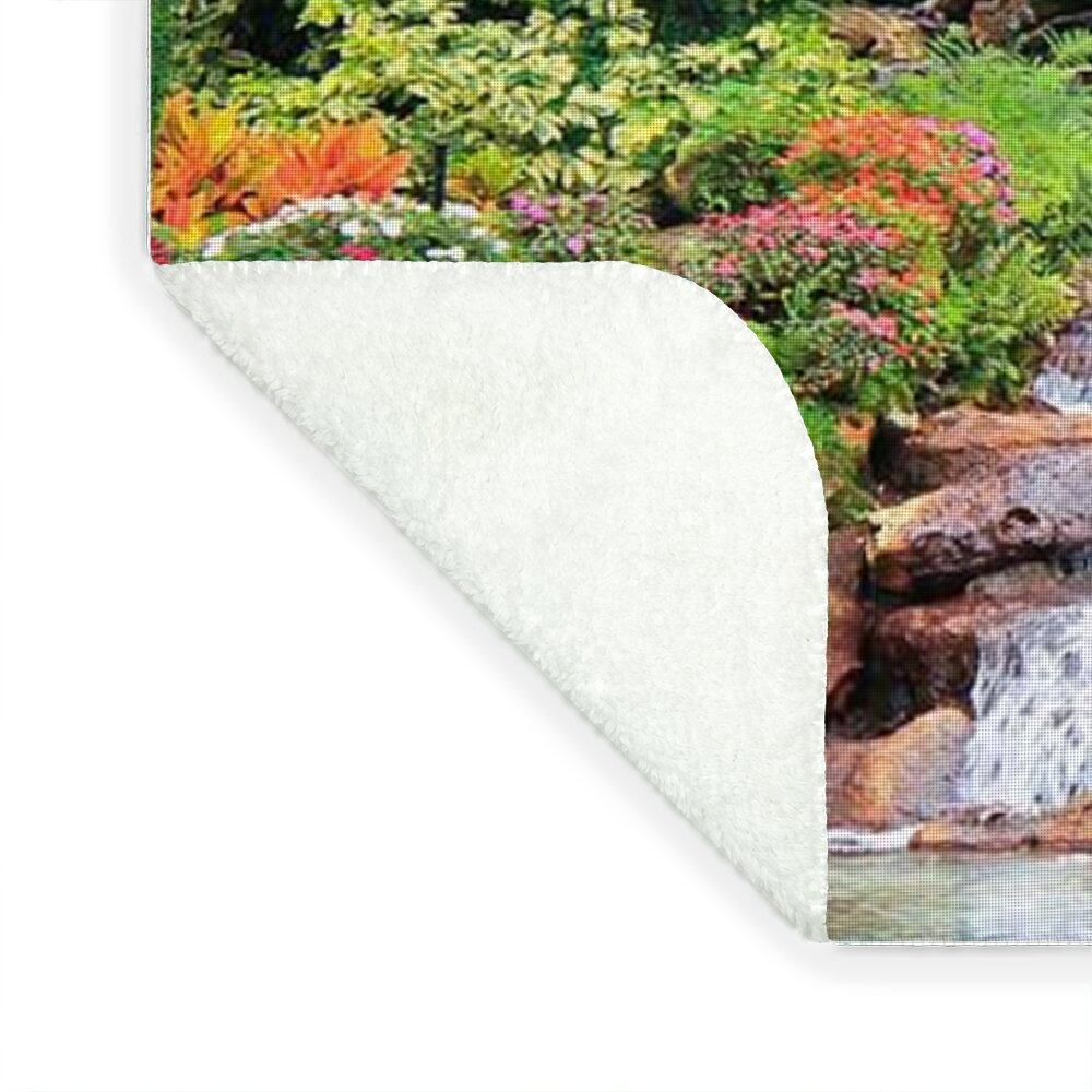 Serene Tropical Garden and Waterfall in Orlando, Florida - Blanket