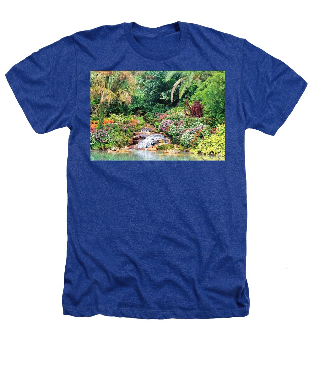 Serene Tropical Garden and Waterfall in Orlando, Florida - Heathers T-Shirt