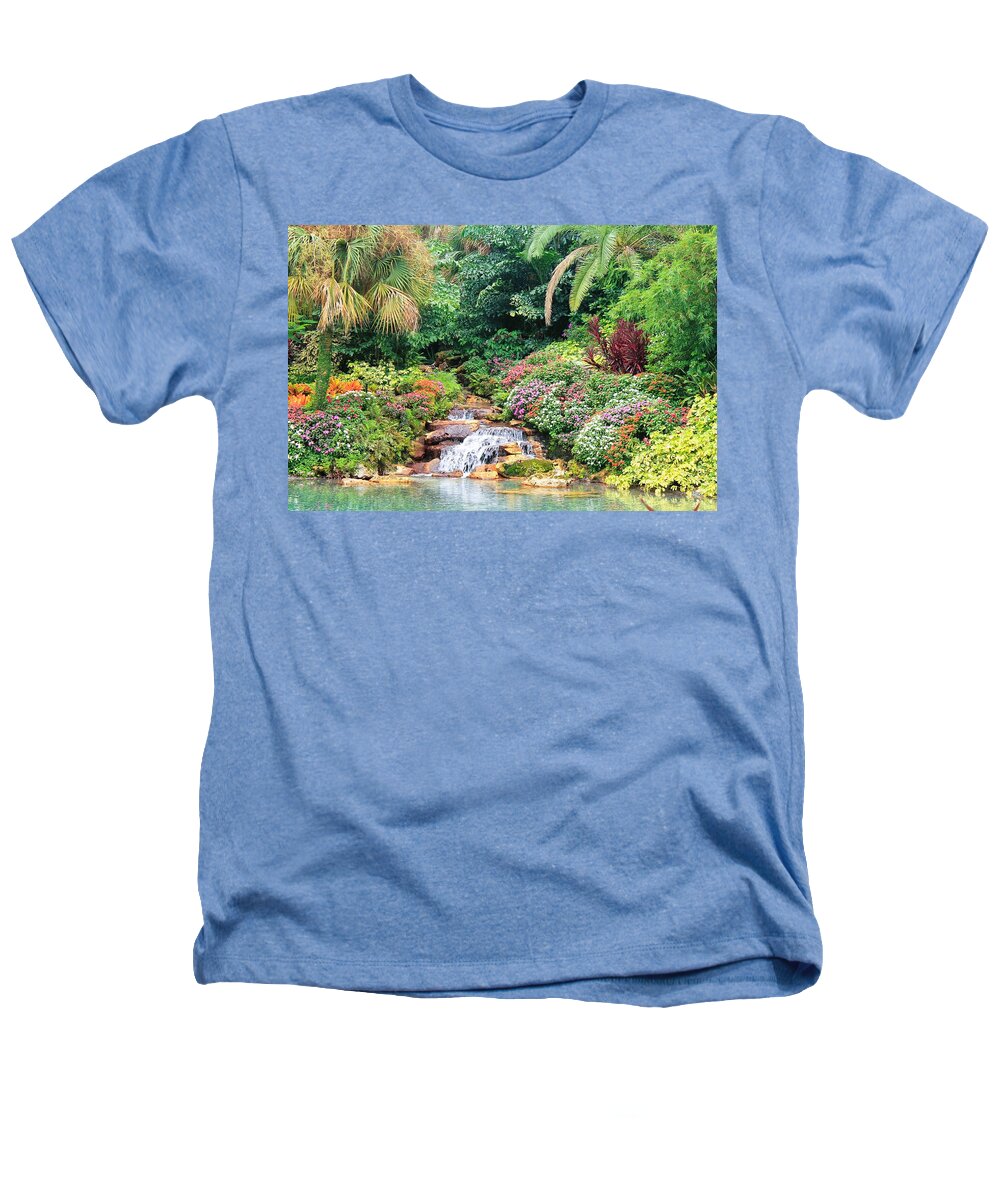 Serene Tropical Garden and Waterfall in Orlando, Florida - Heathers T-Shirt