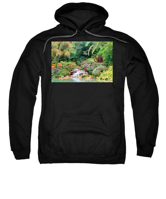 Serene Tropical Garden and Waterfall in Orlando Florida Sweatshirt