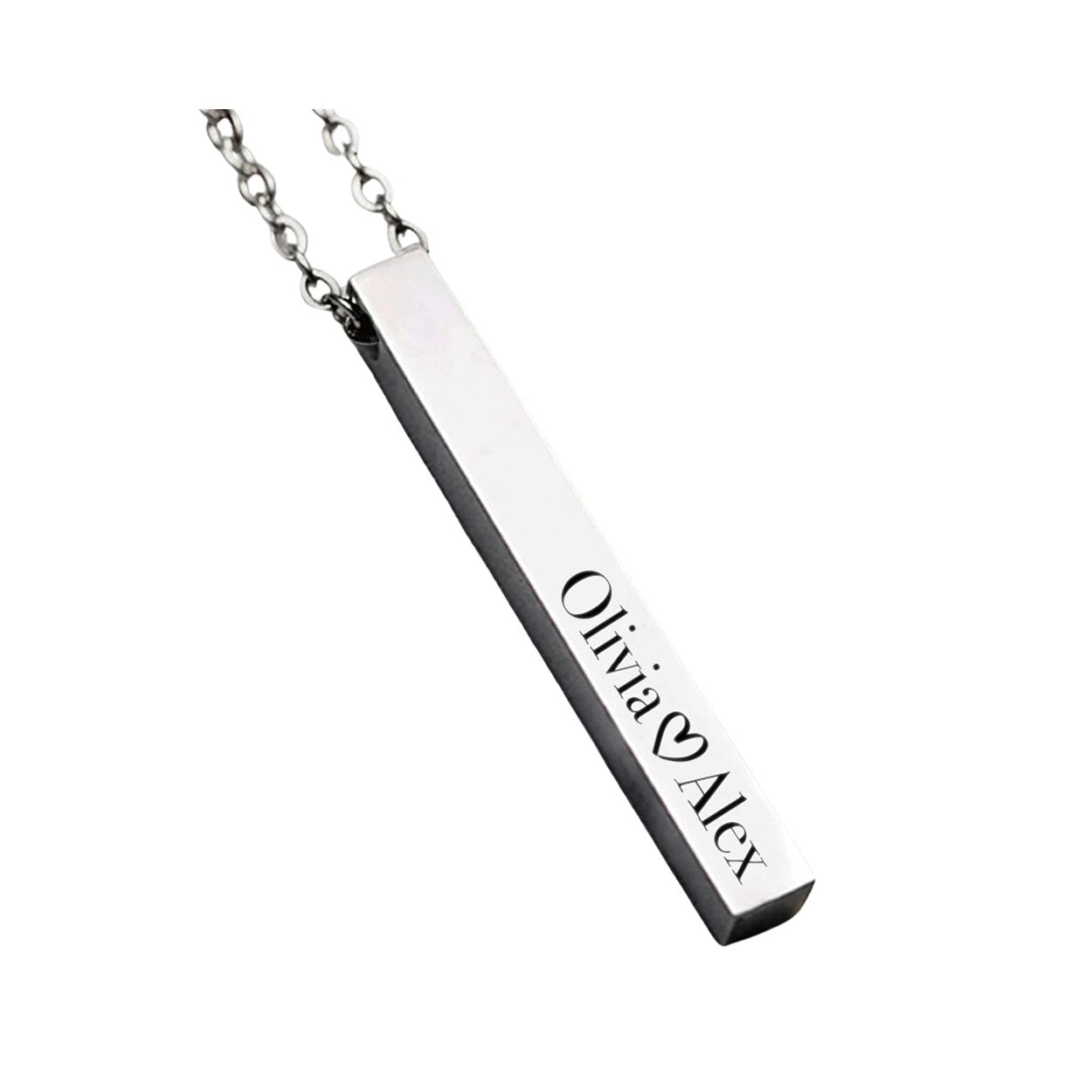 Personalized Bar Engraved Necklace Pendant and Chain