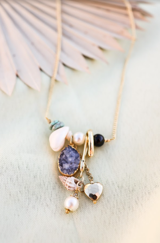 Stone Gem Charm Pendant Necklace