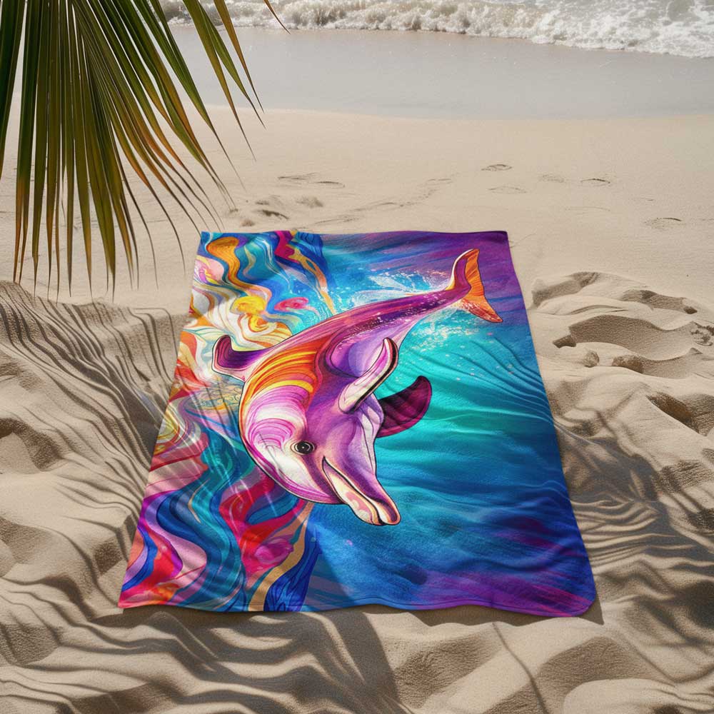 Dolphin Beach Towel 🐬 Colorful Summer Fun