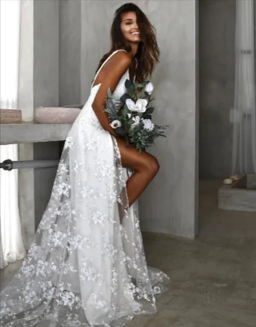 Lace V-Neck Maxi Dress