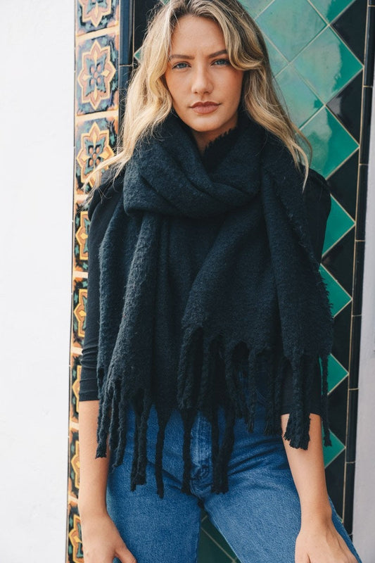 Tassel Trim Blanket Scarf