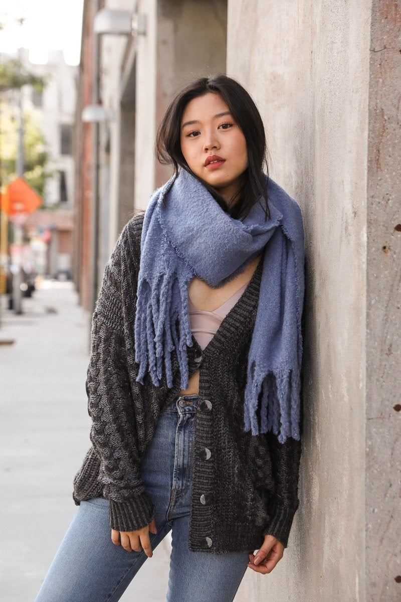 Tassel Trim Blanket Scarf