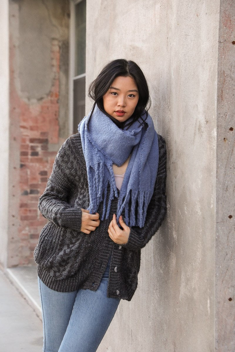 Tassel Trim Blanket Scarf