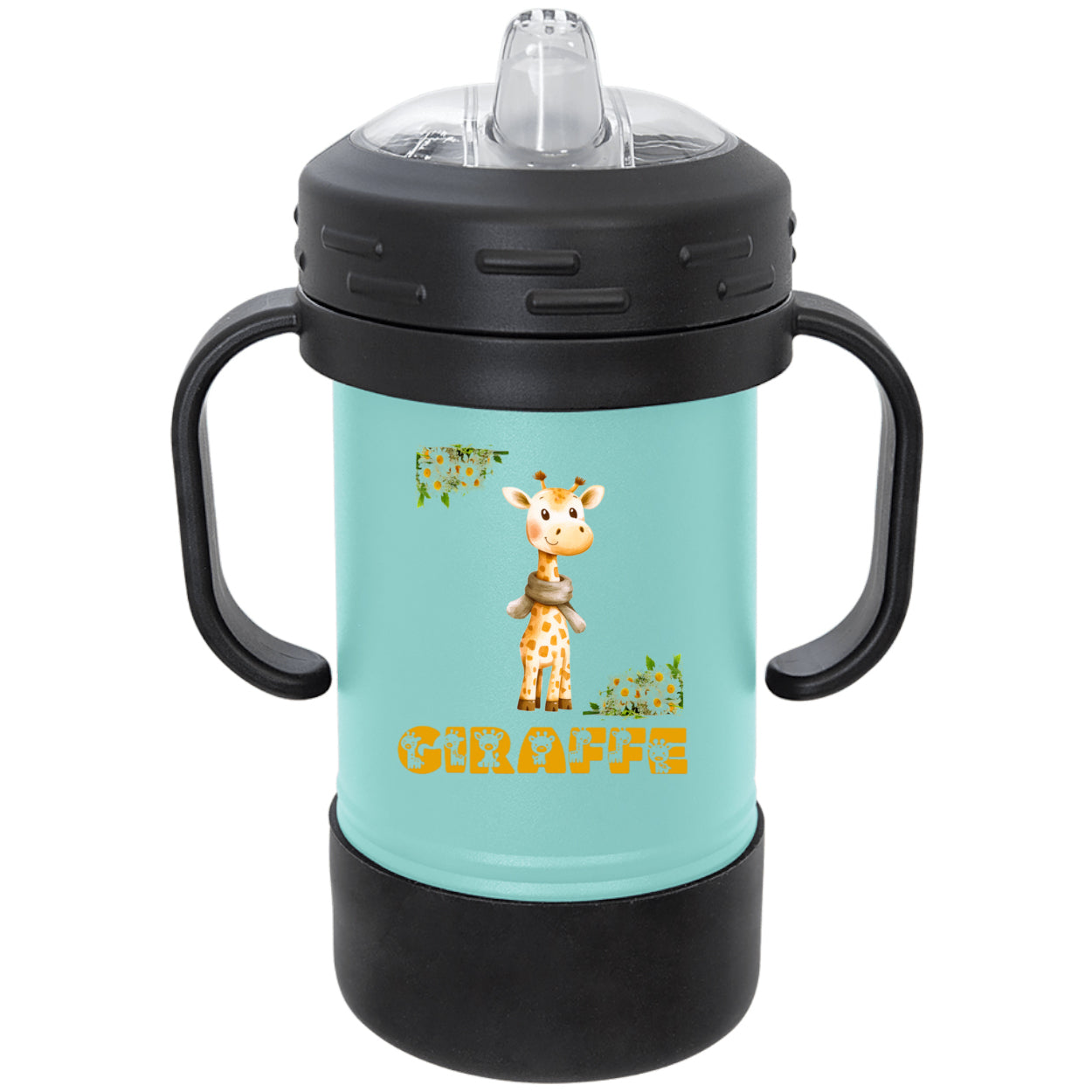Giraffe with Flowers Polar Camel 10 oz Sippy Cup