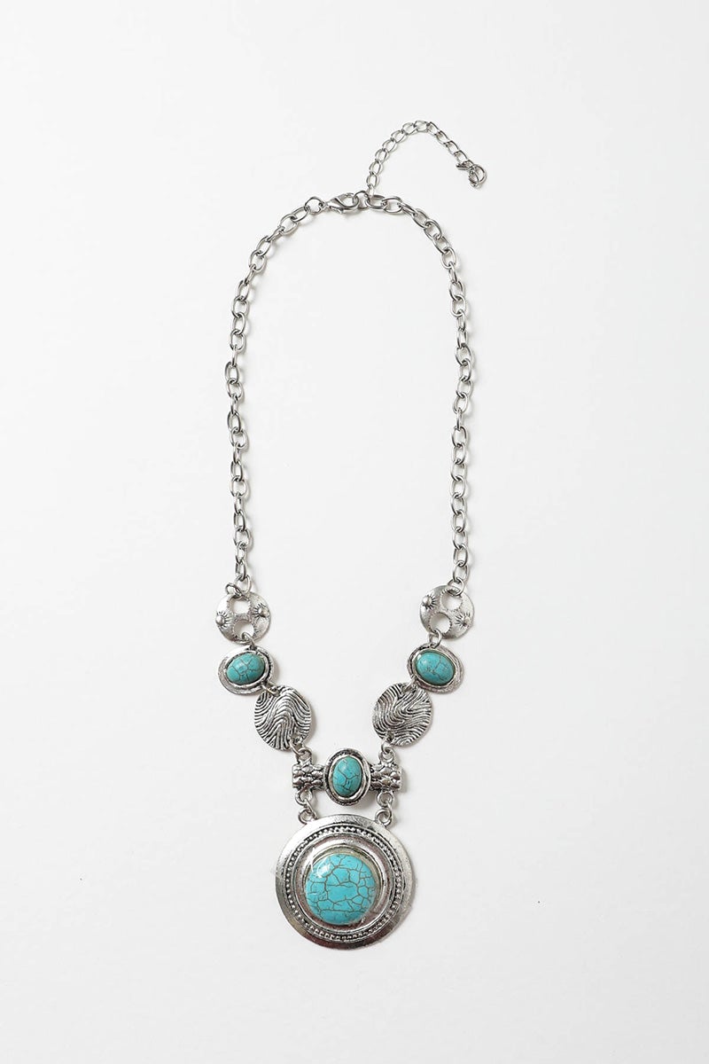 Turquoise & Silver Stepping Stone Necklace