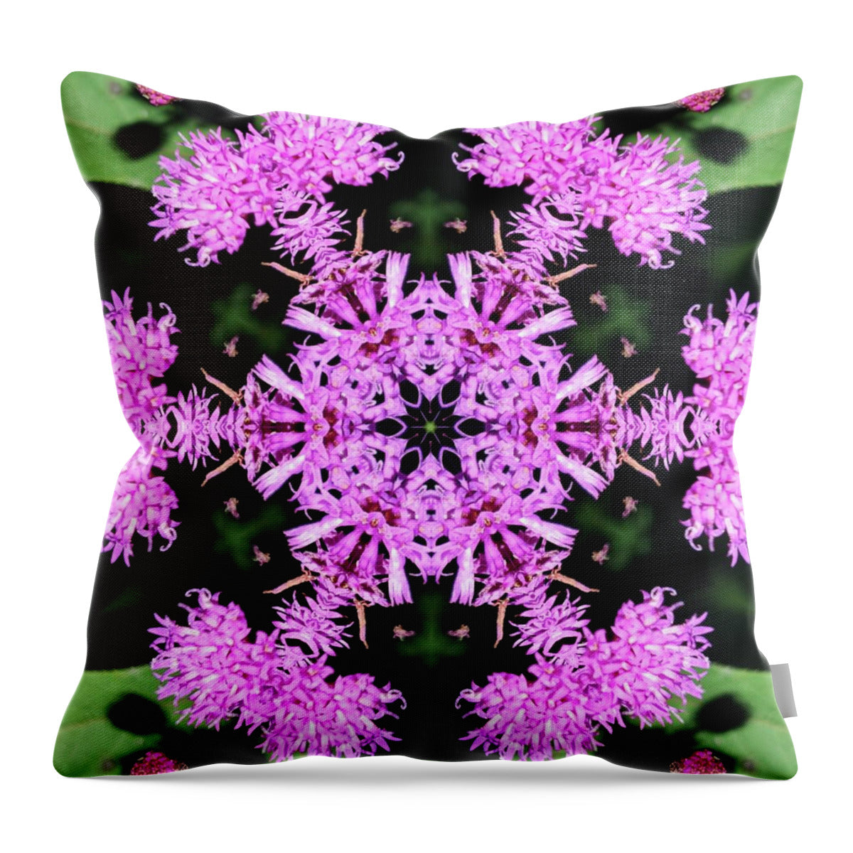 Vibrant Symmetrical Blossoms - Throw Pillow