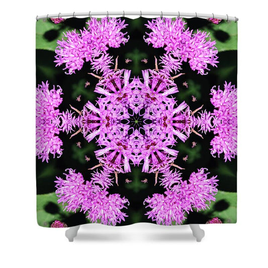 Vibrant Symmetrical Blossoms - Shower Curtain