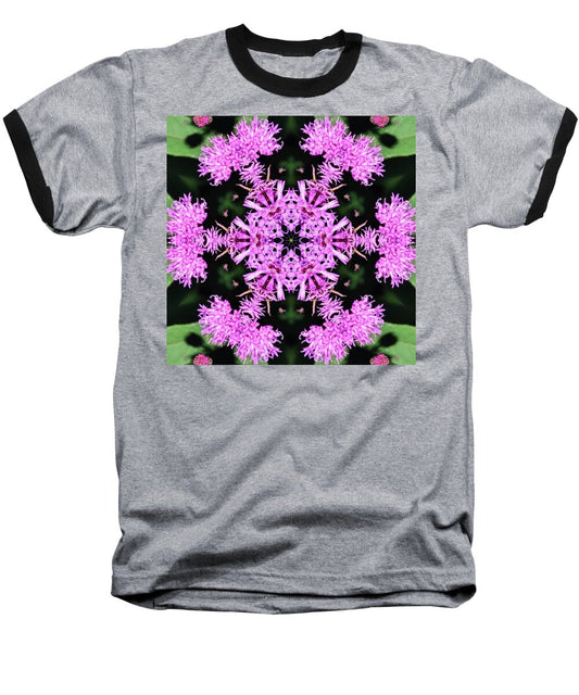 Vibrant Symmetrical Blossoms - Baseball T-Shirt