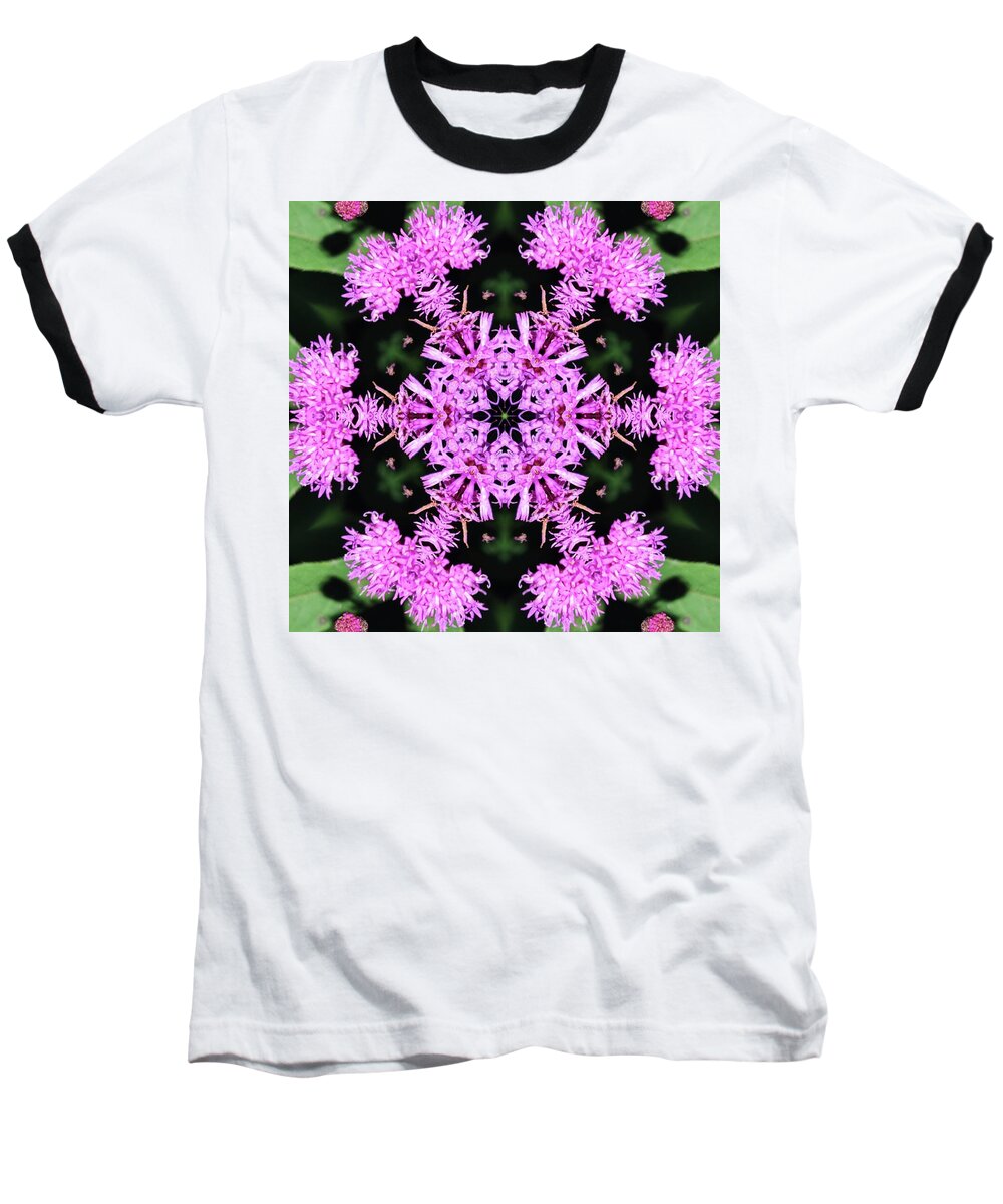 Vibrant Symmetrical Blossoms - Baseball T-Shirt