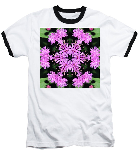 Vibrant Symmetrical Blossoms - Baseball T-Shirt