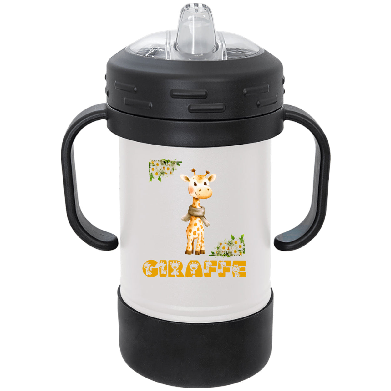 Giraffe with Flowers Polar Camel 10 oz Sippy Cup