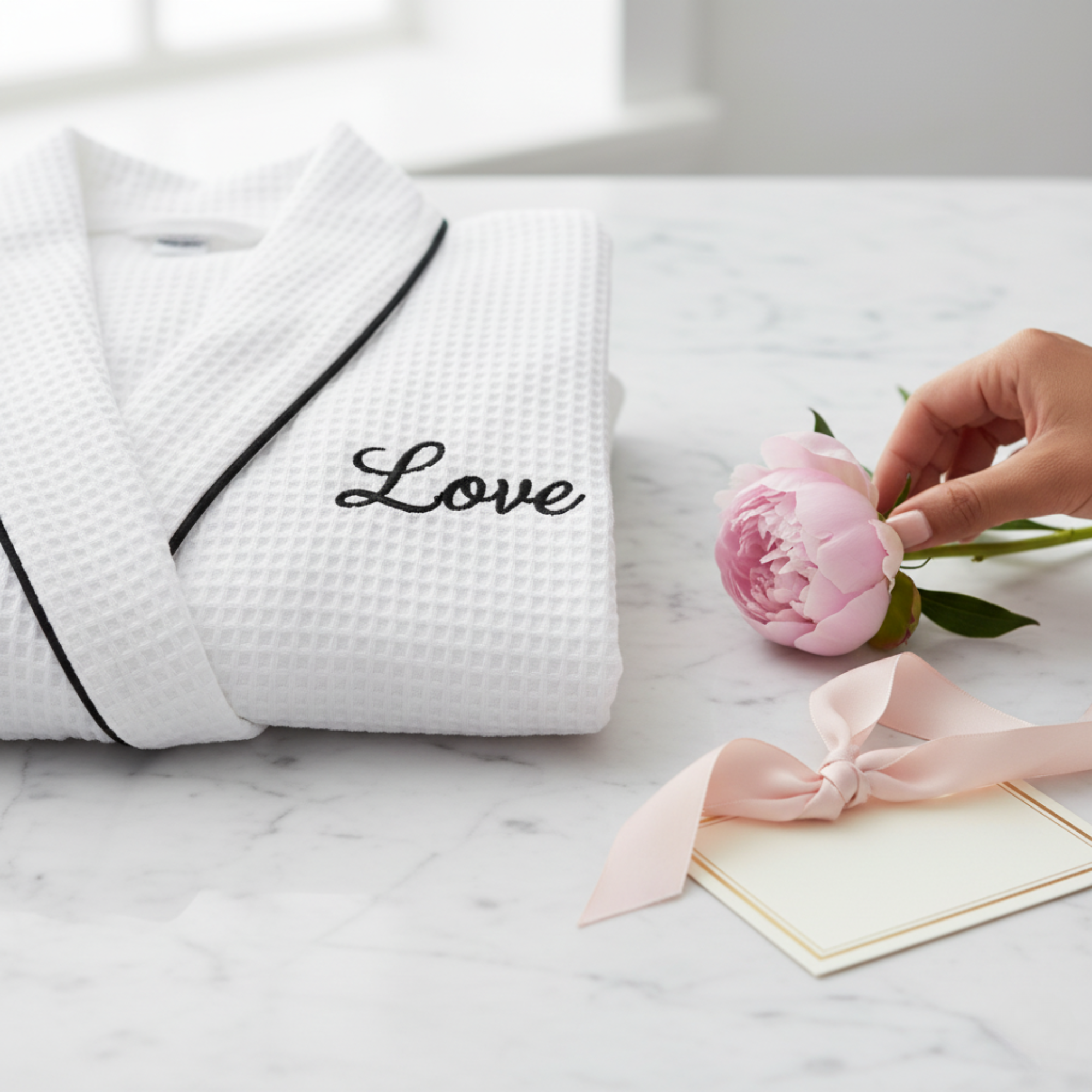 Women’s Waffle Piping Bathrobe – Lightweight Spa-Style Comfort