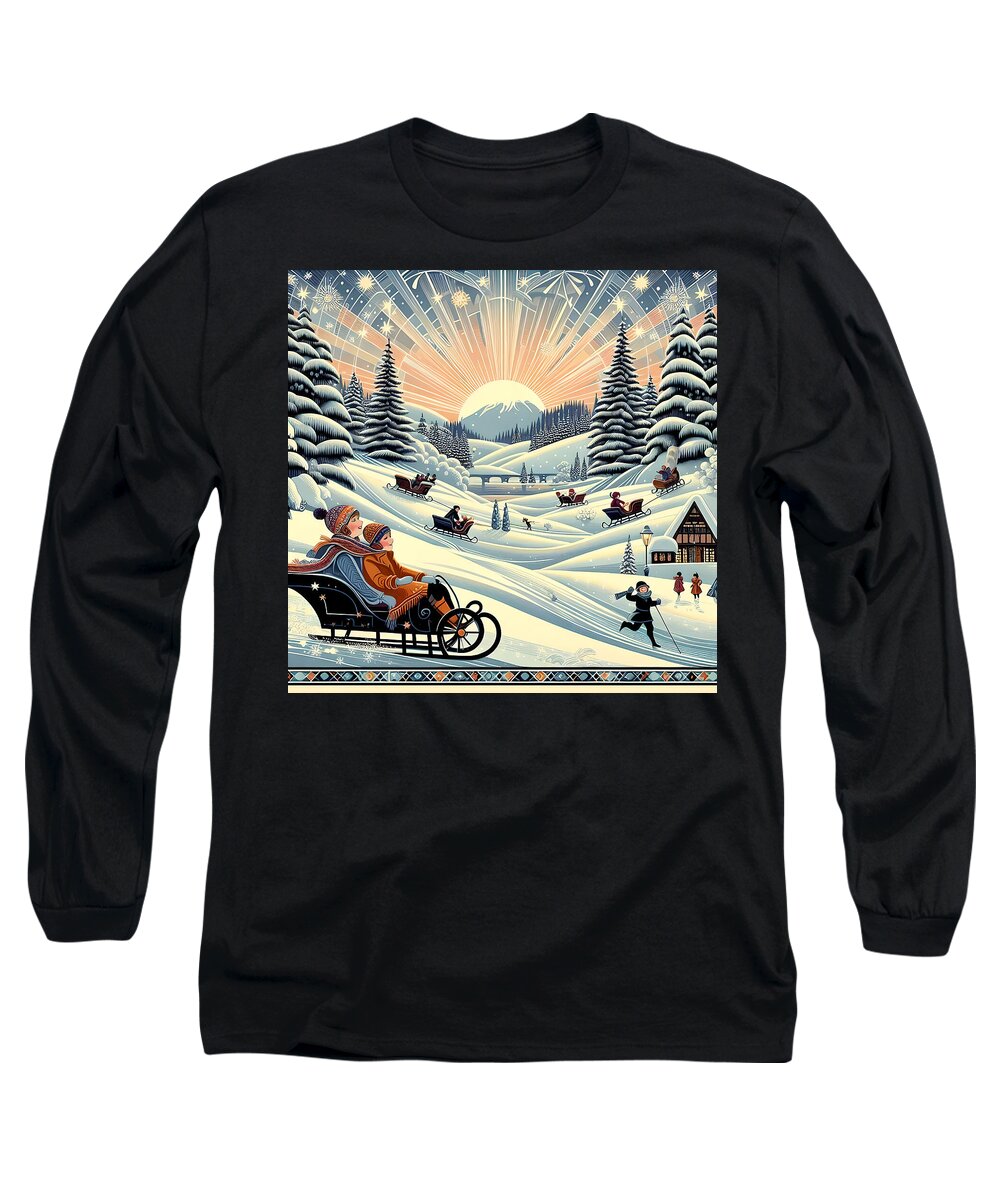 Winter Wonderland Sledding Adventure  Long Sleeve T-Shirt