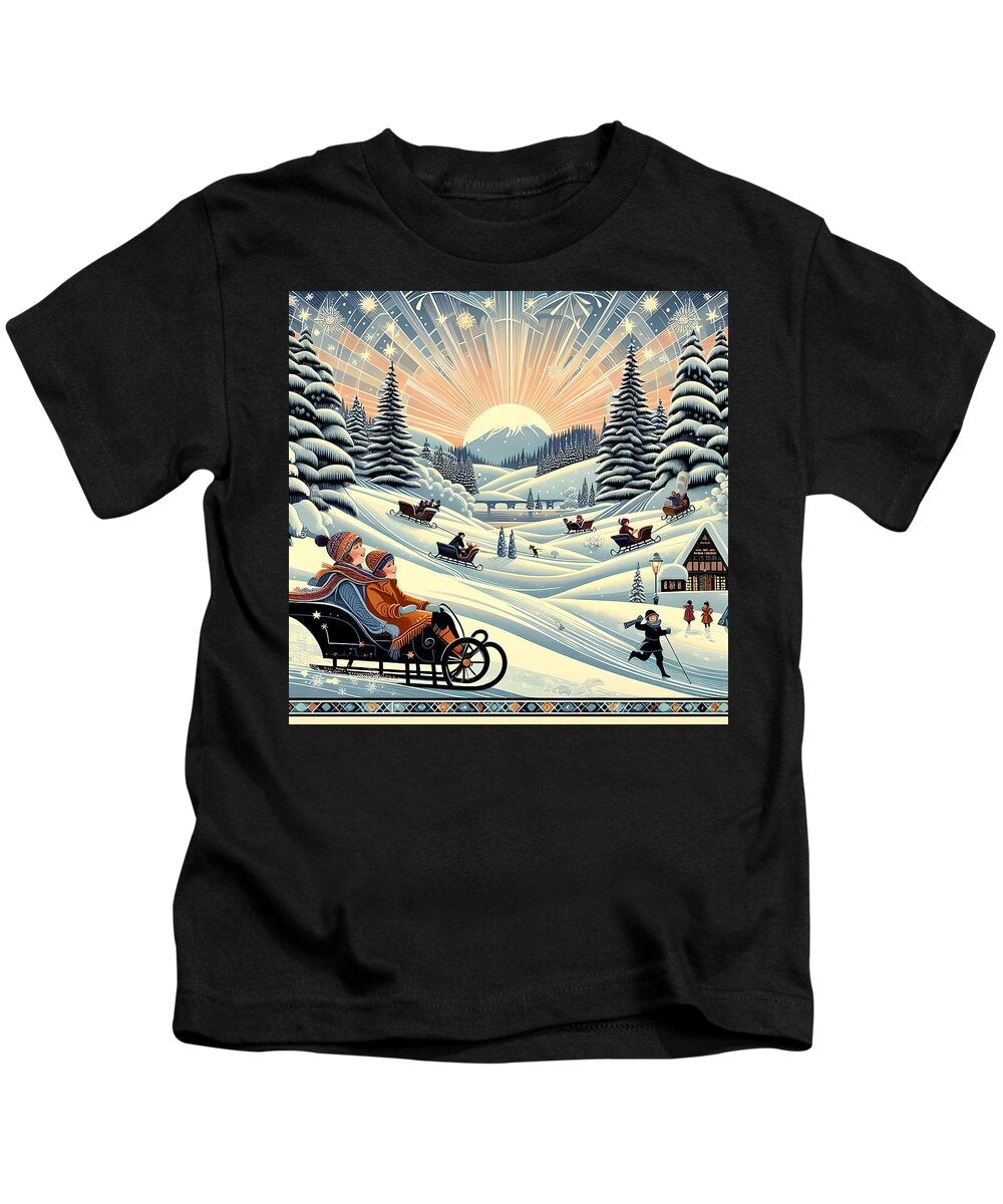 Winter Wonderland Sledding Adventure Kid's T-Shirt
