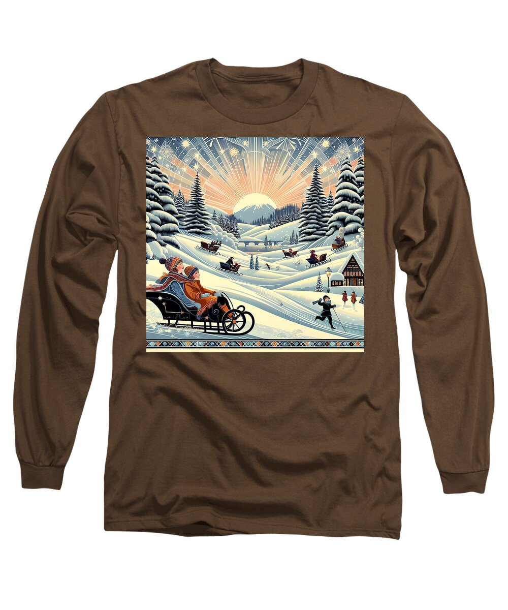 Winter Wonderland Sledding Adventure  Long Sleeve T-Shirt
