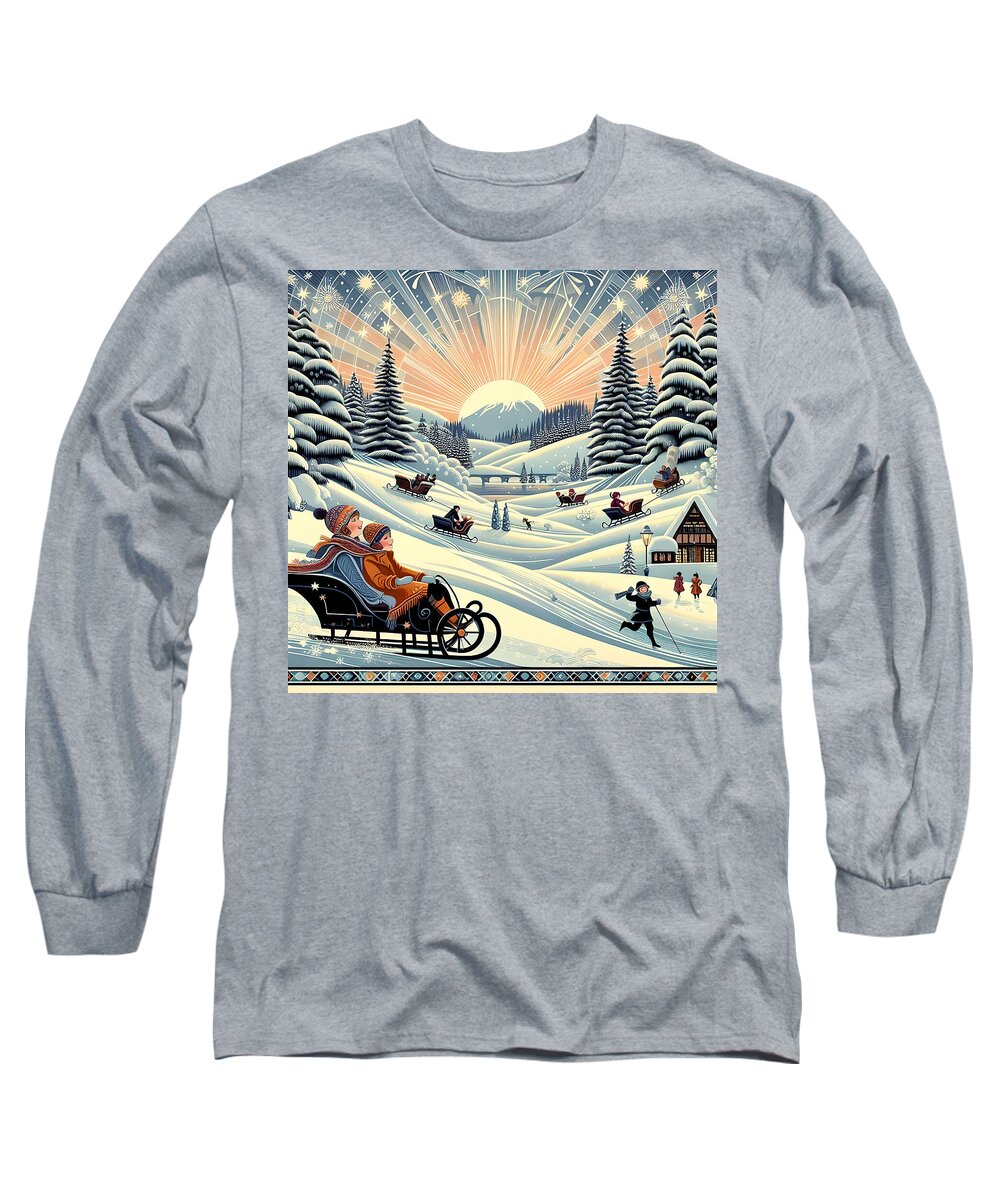 Winter Wonderland Sledding Adventure  Long Sleeve T-Shirt