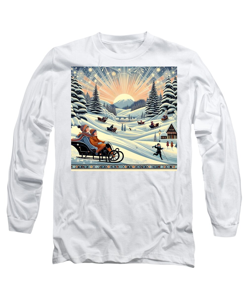 Winter Wonderland Sledding Adventure  Long Sleeve T-Shirt