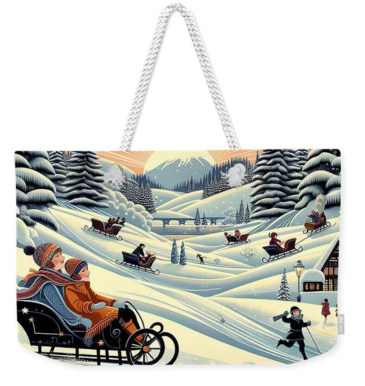 Winter Wonderland Sledding Adventure - Weekender Tote Bag