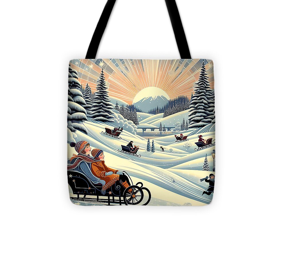 Winter Wonderland Sledding Adventure - Tote Bag