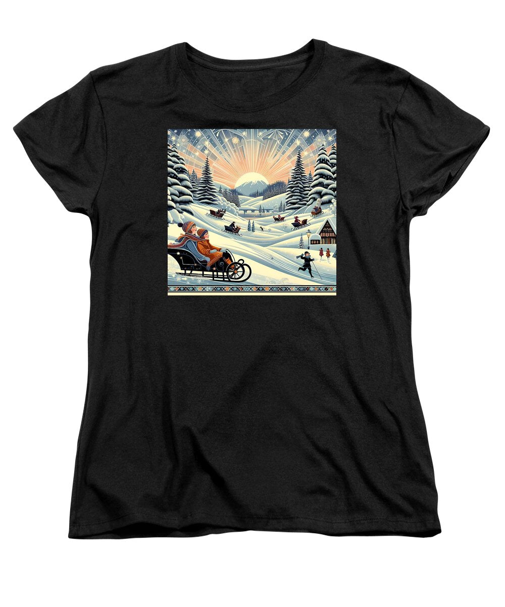 Winter Wonderland Sledding Adventure Women's T-Shirt