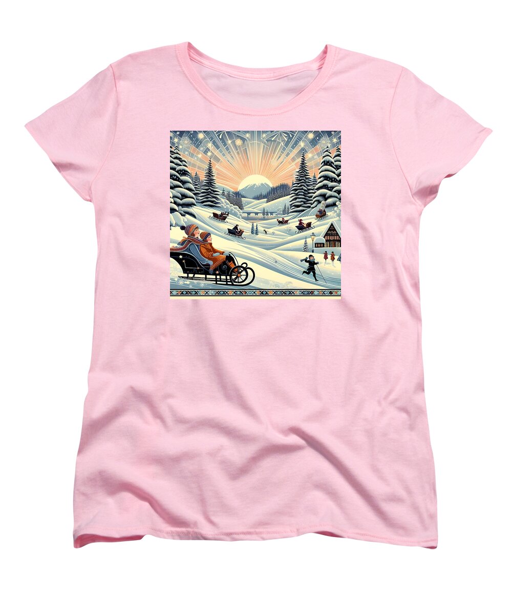 Winter Wonderland Sledding Adventure Women's T-Shirt
