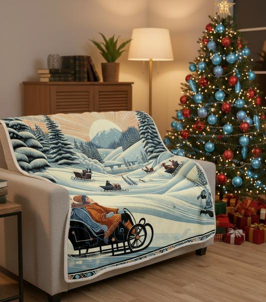 Winter Wonderland Sledding Adventure Fleece Blanket