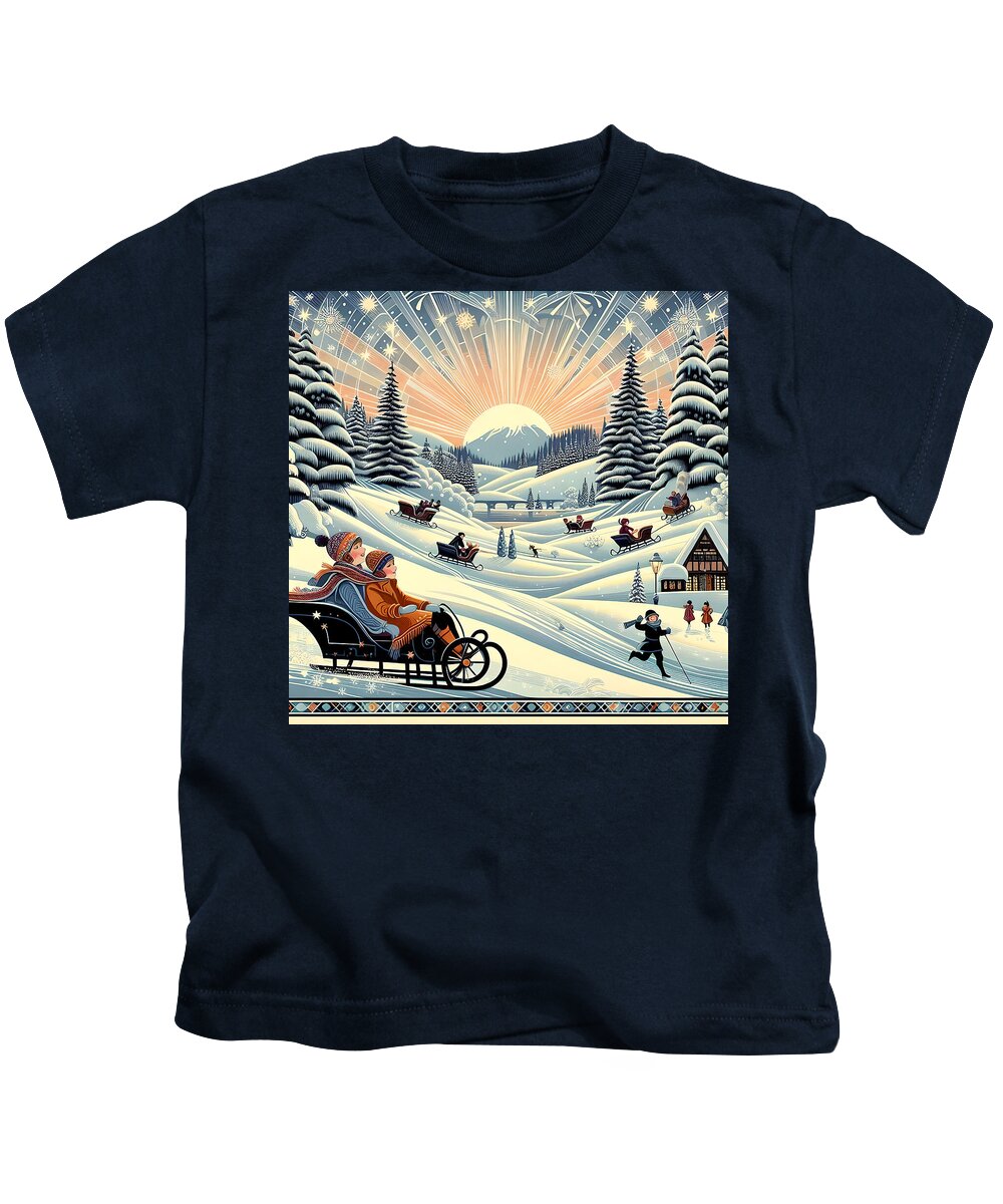 Winter Wonderland Sledding Adventure Kid's T-Shirt