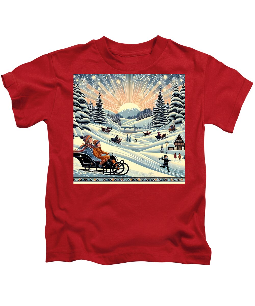 Winter Wonderland Sledding Adventure Kid's T-Shirt