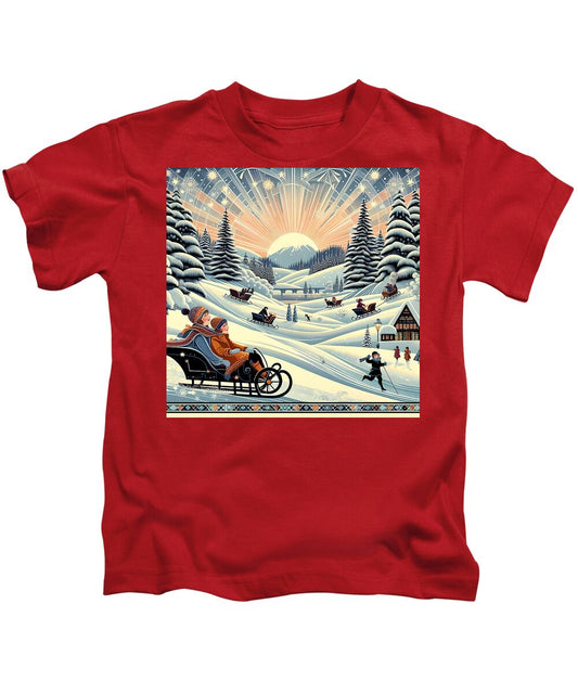 Winter Wonderland Sledding Adventure Kid's T-Shirt