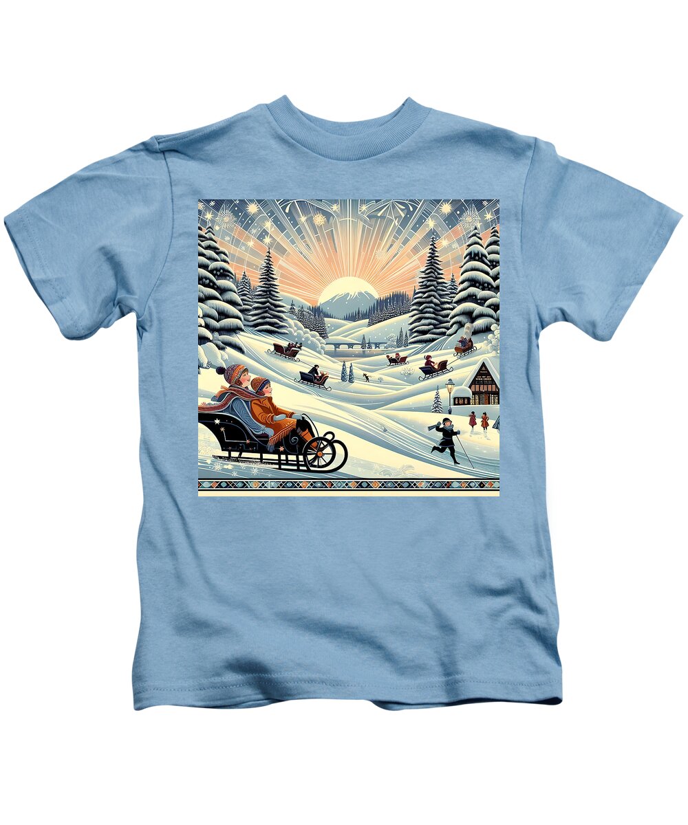 Winter Wonderland Sledding Adventure Kid's T-Shirt