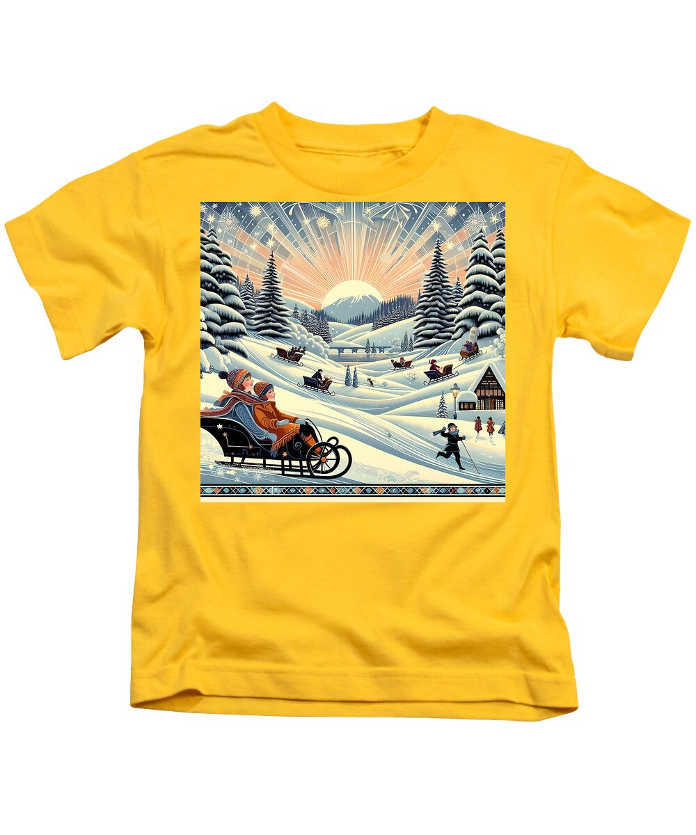 Winter Wonderland Sledding Adventure Kid's T-Shirt