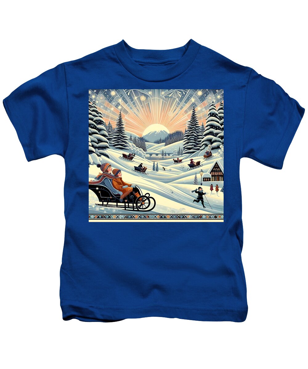Winter Wonderland Sledding Adventure Kid's T-Shirt