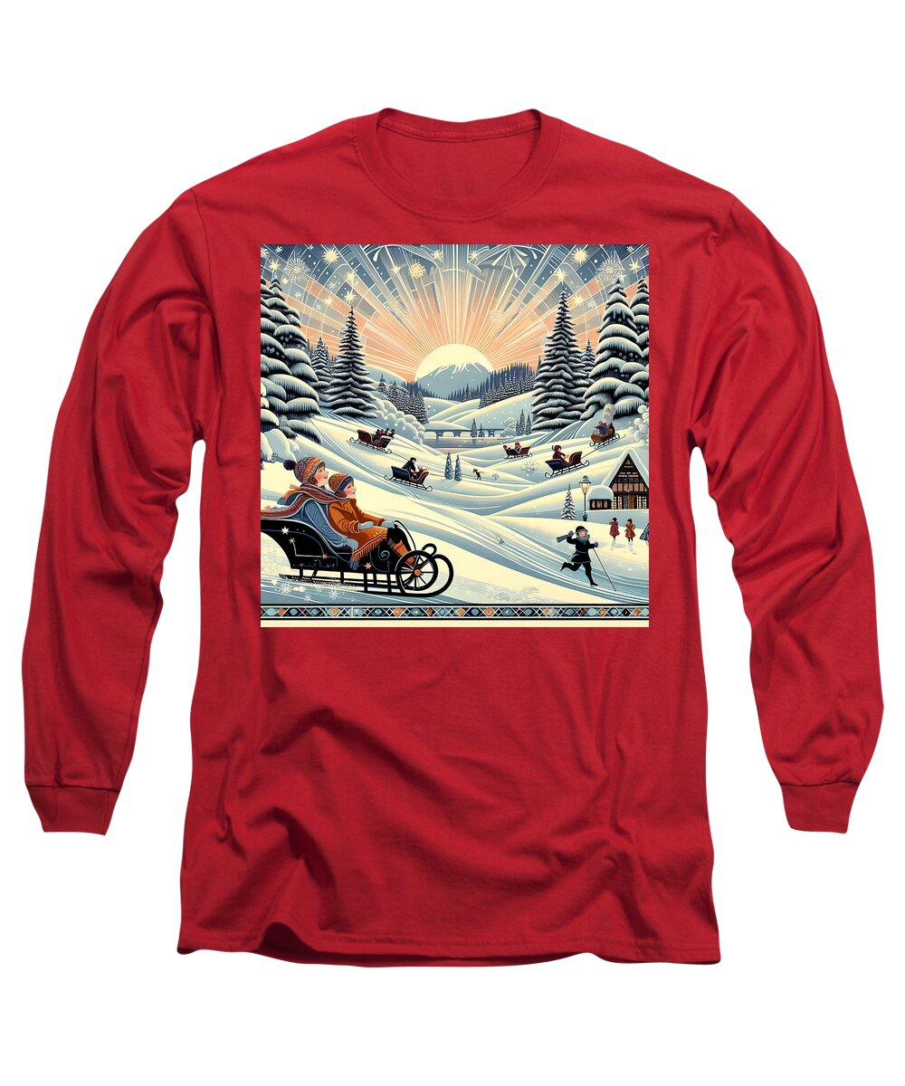 Winter Wonderland Sledding Adventure  Long Sleeve T-Shirt