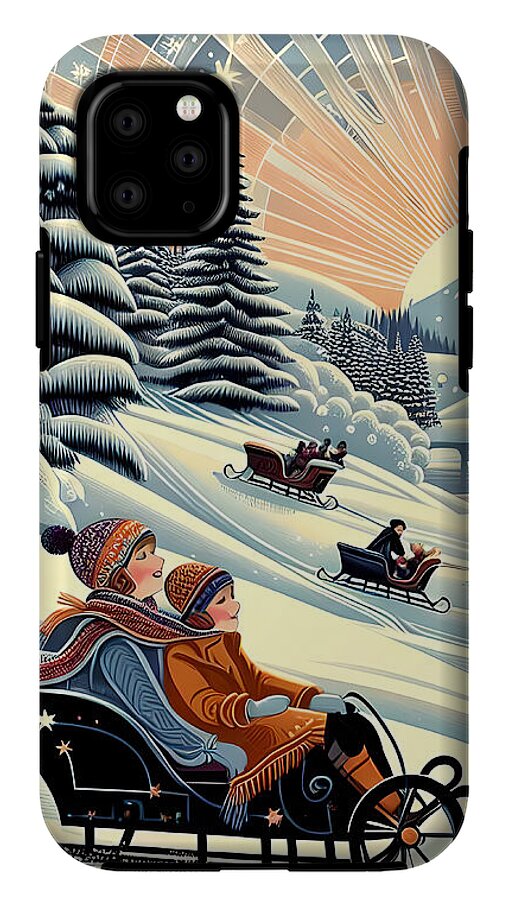 Winter Wonderland Sledding Adventure Mobile Phone Case