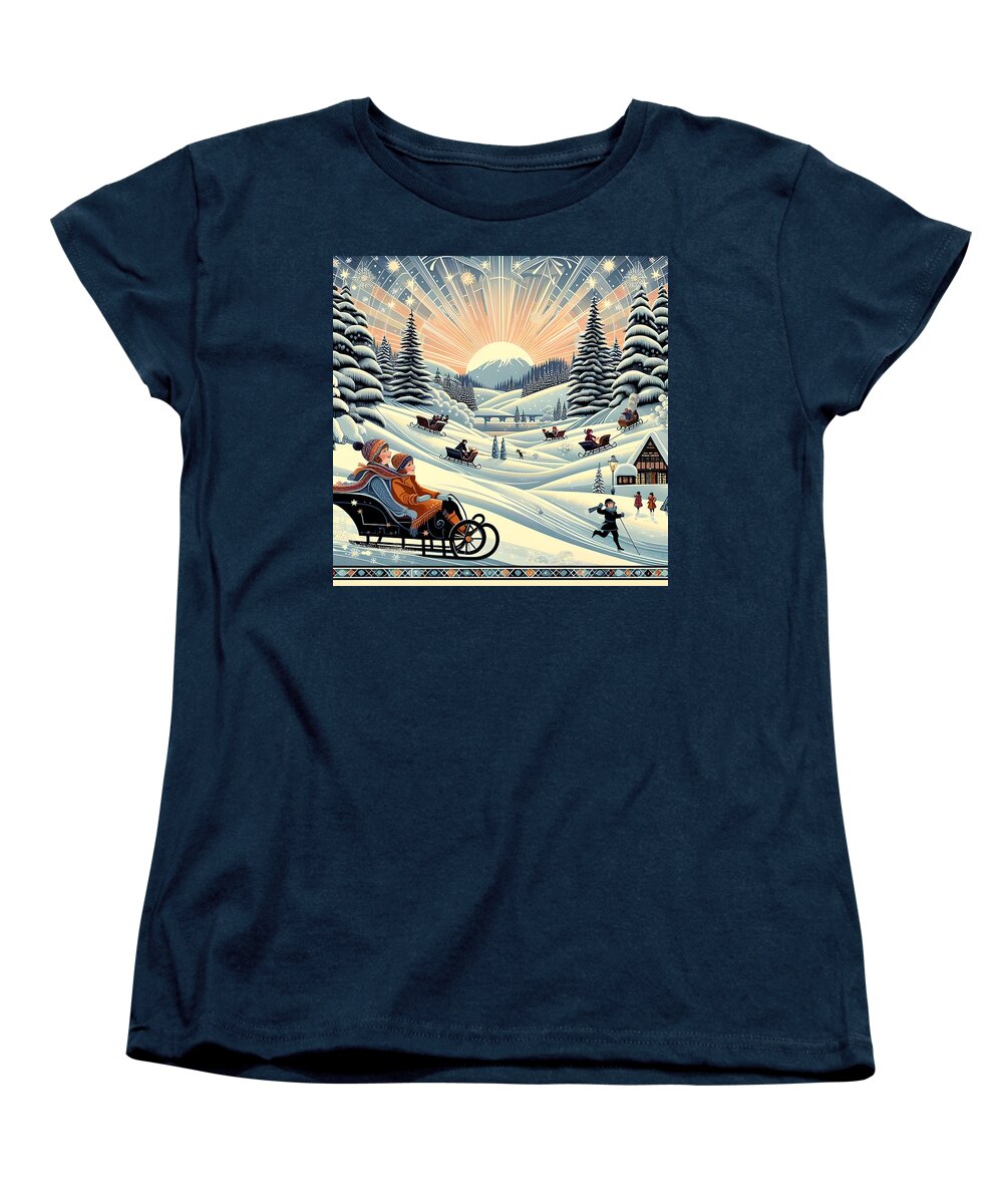 Winter Wonderland Sledding Adventure Women's T-Shirt