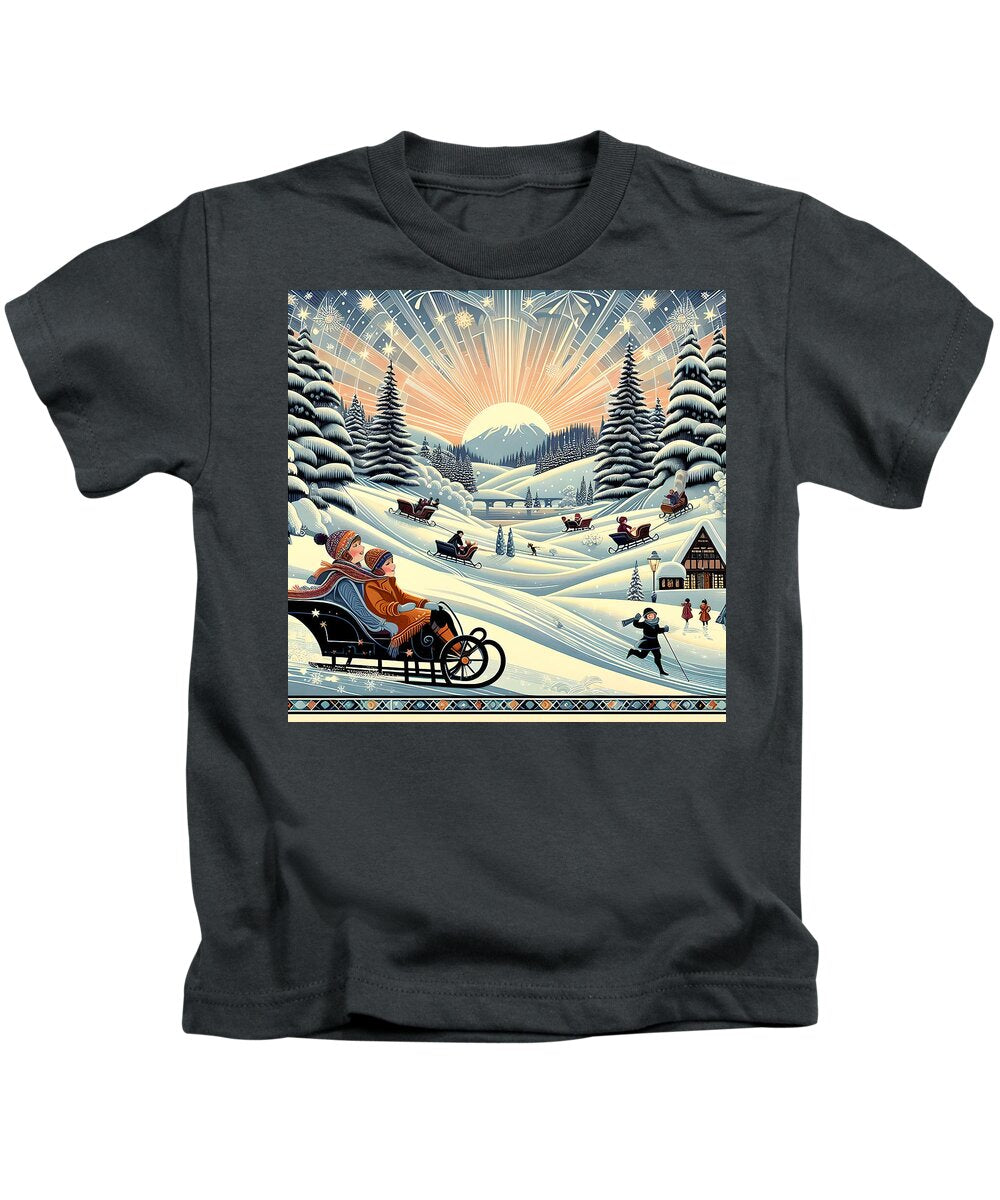 Winter Wonderland Sledding Adventure Kid's T-Shirt