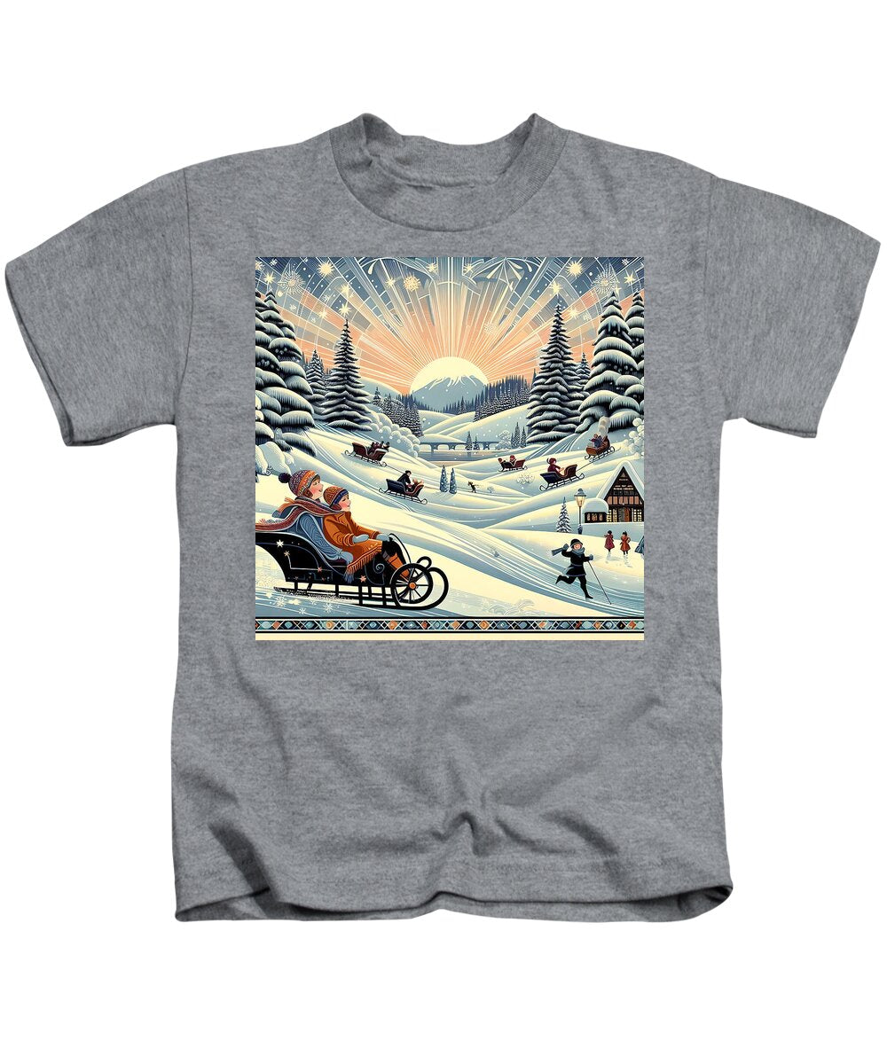 Winter Wonderland Sledding Adventure Kid's T-Shirt