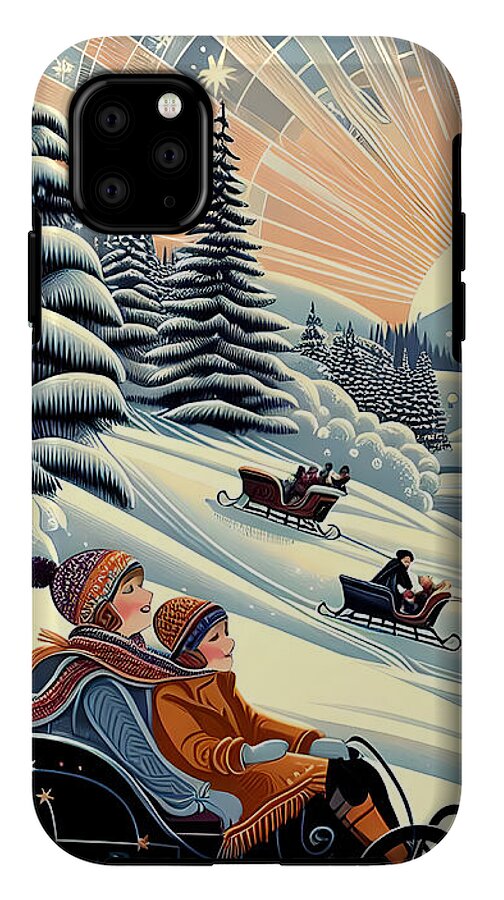 Winter Wonderland Sledding Adventure Mobile Phone Case