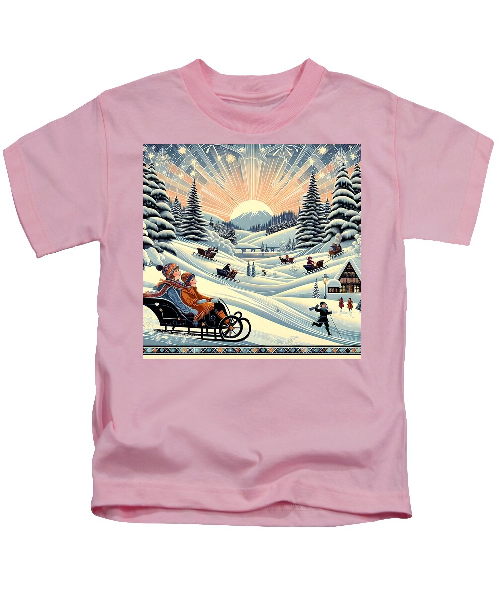 Winter Wonderland Sledding Adventure Kid's T-Shirt