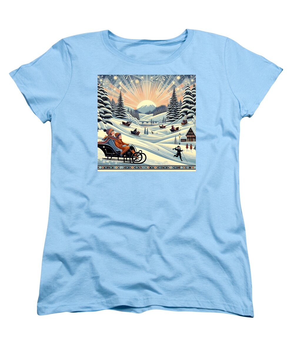 Winter Wonderland Sledding Adventure Women's T-Shirt