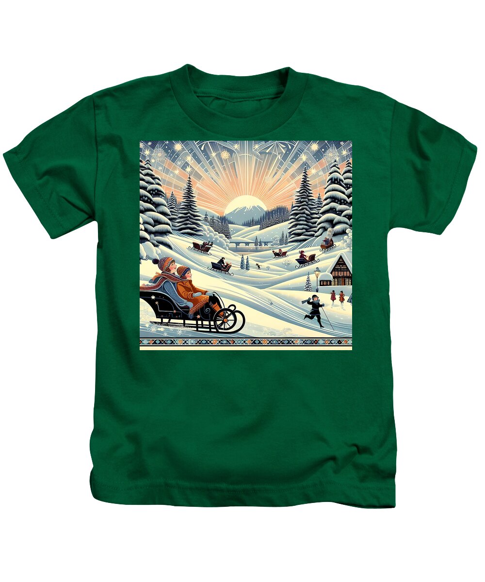 Winter Wonderland Sledding Adventure Kid's T-Shirt
