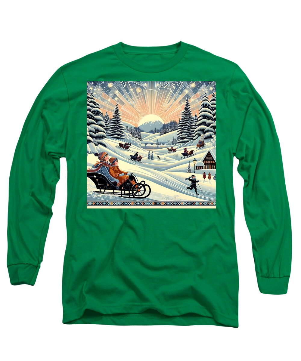 Winter Wonderland Sledding Adventure  Long Sleeve T-Shirt